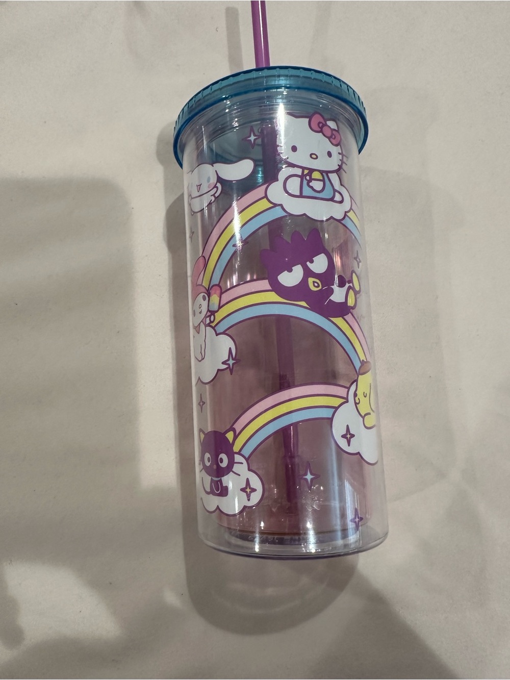 Sanrio Purple and Teal Hello Kitty Rainbow Tumbler with Straw